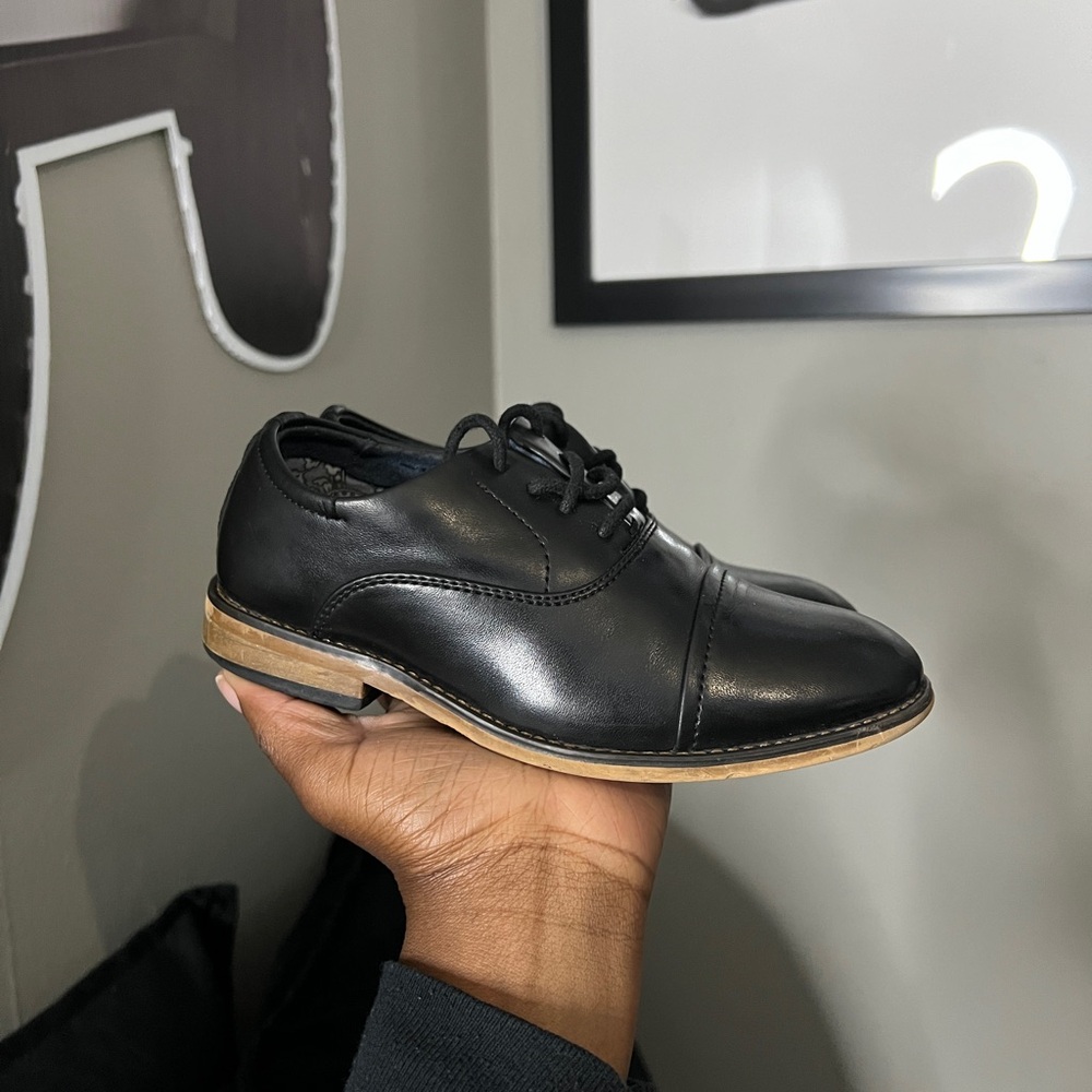Classic Black Leather Boy Dress Shoes
